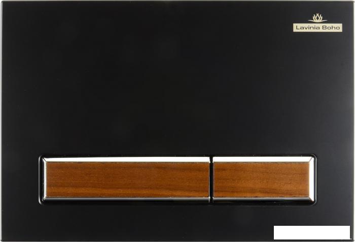 Пластиковая клавиша смыва Lavinia Boho RelFix 38050602 (цвет матовый черный / темное дерево; толщина 13 мм; - фото 4 - id-p215360205