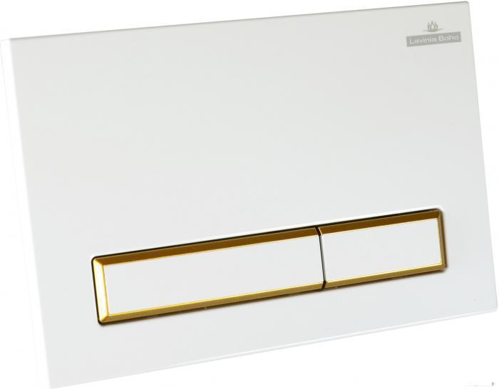 Пластиковая клавиша смыва Lavinia Boho RelFix 38050802 (цвет белый / золотой глянец; толщина 13 мм; - фото 2 - id-p215621755