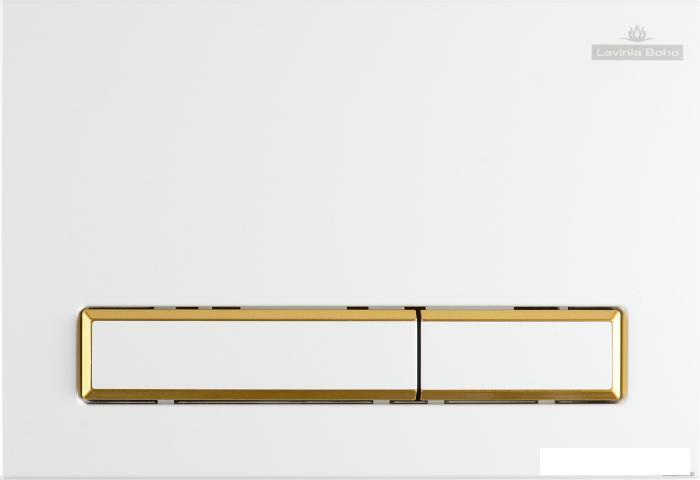 Пластиковая клавиша смыва Lavinia Boho RelFix 38050802 (цвет белый / золотой глянец; толщина 13 мм; - фото 4 - id-p215621755