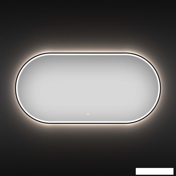 Овальное зеркало с фронтальной LED-подсветкой Wellsee 7 Rays' Spectrum 172201630 (100*55 см, черный контур, - фото 1 - id-p215360225