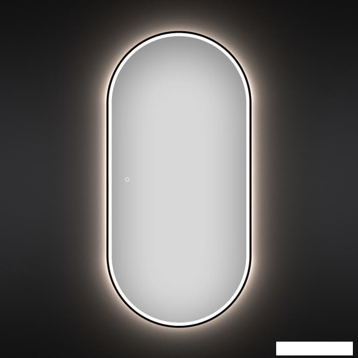 Овальное зеркало с фронтальной LED-подсветкой Wellsee 7 Rays' Spectrum 172201620 (55*100 см, черный контур, - фото 1 - id-p215360226
