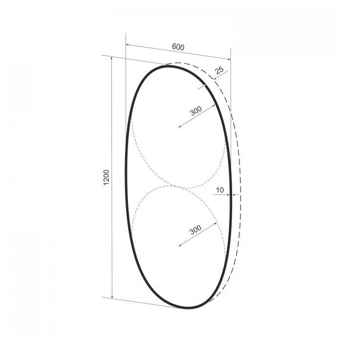 Овальное зеркало с фоновой LED-подсветкой Wellsee 7 Rays' Spectrum 172201950 (60*120 см, черный контур, - фото 9 - id-p215360232