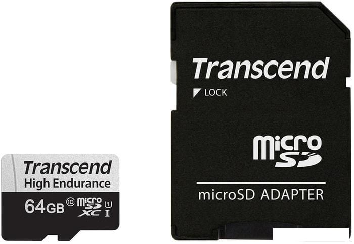 Карта памяти Transcend microSDXC TS64GUSD350V 64GB (с адаптером) - фото 1 - id-p215674523