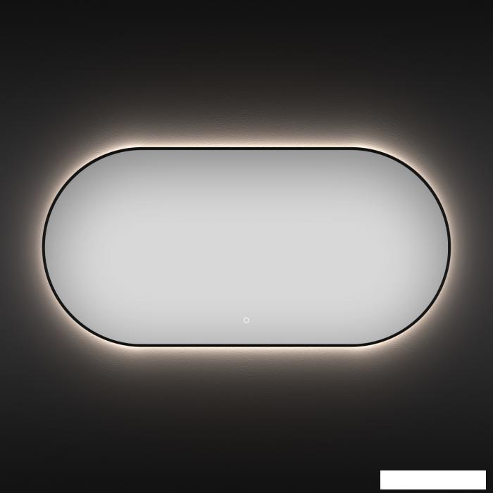 Овальное зеркало с фоновой LED-подсветкой Wellsee 7 Rays' Spectrum 172201550 (100*55 см, черный контур,
