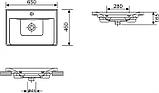 Настенная или мебельная раковина Wellsee FreeDom 151104000 (65*46 см, прямоугольная, с отверстием под, фото 4
