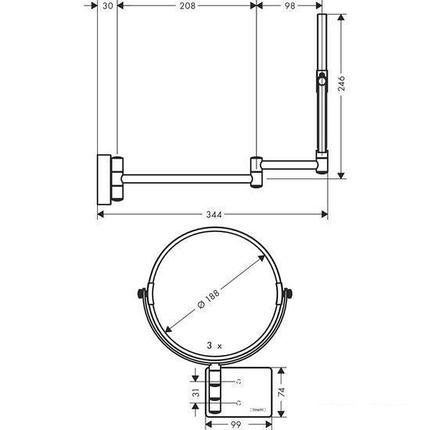 Косметическое зеркало Hansgrohe AddStoris 41791670, фото 2