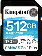 Карта памяти SDXC UHS-I U3 Kingston Canvas Go! Plus 512 ГБ, 170 МБ/с, Class 10, SDG3/512GB, 1 шт., без