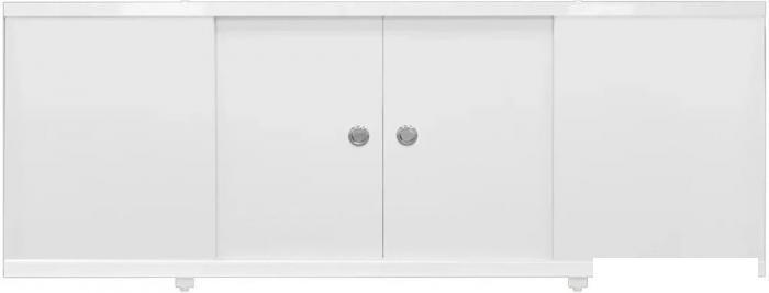 Лицевой экран под ванну купе 159 см (алюминиевая рама, цельная ПВХ-панель, 4 подвижные дверцы, хромированные - фото 1 - id-p215360364