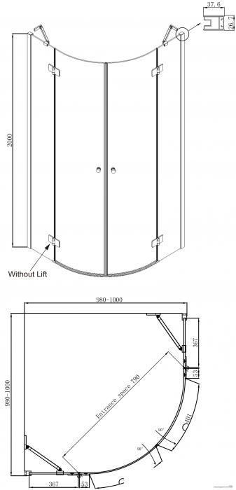 Комплект душевого ограждения с угловым трапом Ambassador Set 12011102-ST9, 100 х 100 см (состоит из Ambassador - фото 6 - id-p215360470
