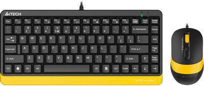 Комплект (клавиатура+мышь) A4TECH Fstyler F1110, USB, проводной, черный [f1110 bumblebee] - фото 1 - id-p213145474