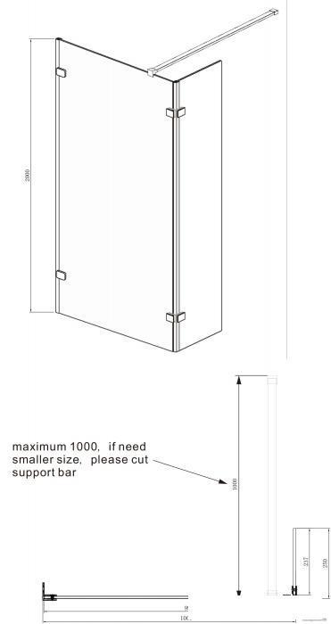 Комплект душевого ограждения с линейным трапом Ambassador Set 15031106-ST5, 100 х 25 см (состоит из Ambassador - фото 6 - id-p215360568