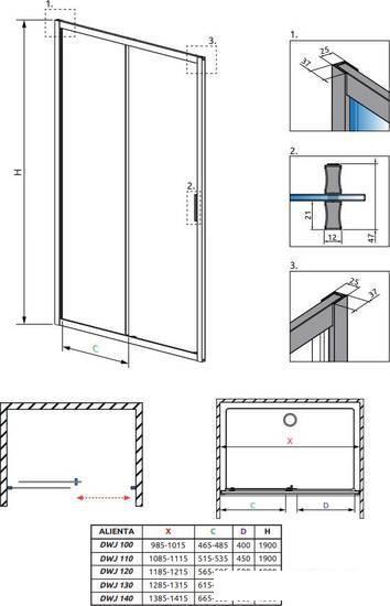 Душевая дверь Radaway Alienta DWJ 130 10260130-01-01 - фото 7 - id-p215431983