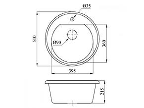 Мойка кухонная из искусственного камня RICHI гранит 510х510 мм AV ENGINEERING AV510510RGTA, фото 2