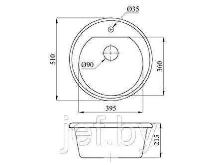 Мойка кухонная из искусственного камня RICHI серый 510х510 мм AV ENGINEERING AV510510RGRA, фото 2