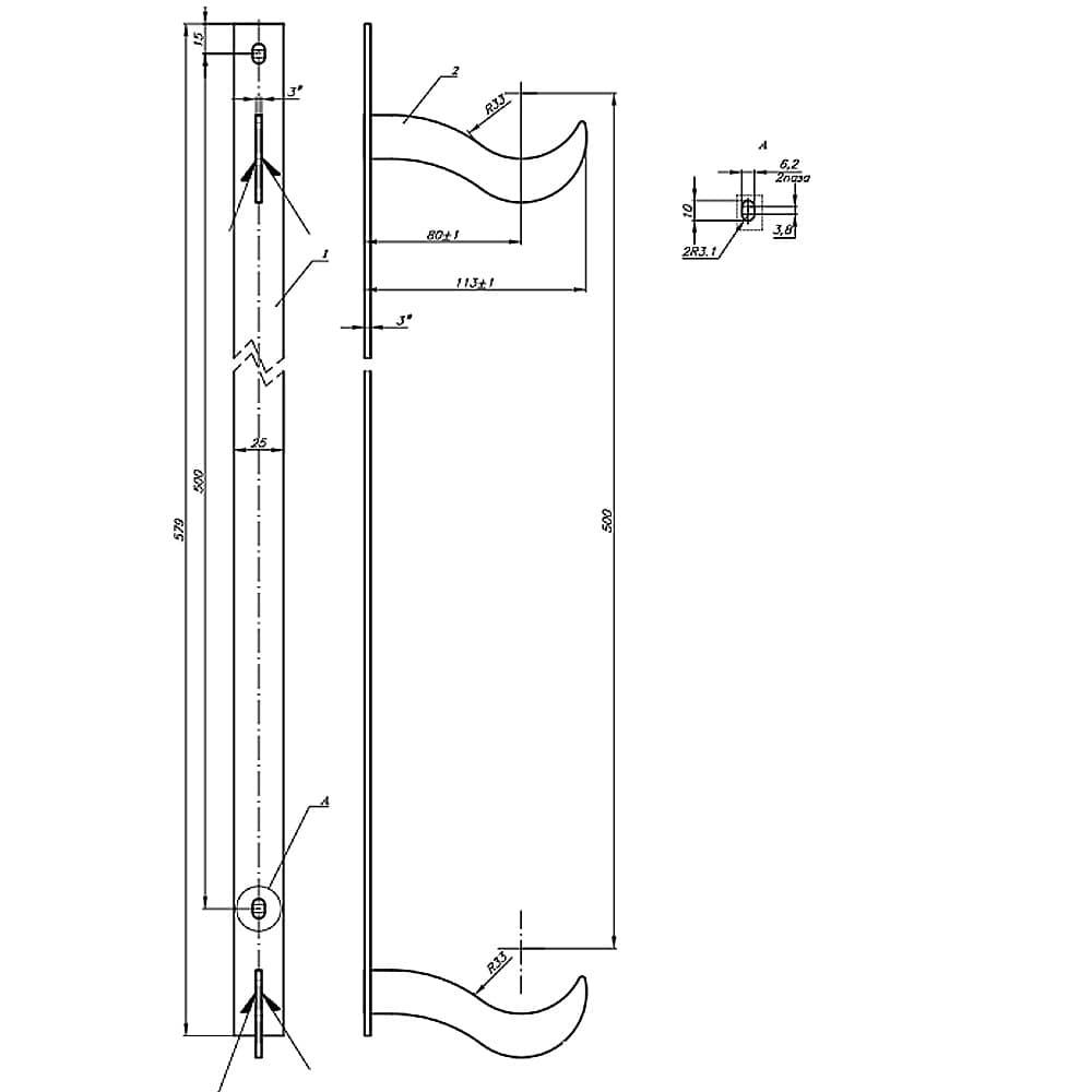 Крепление для чугунного радиатора h 500 мм неокрашенное (на полосе) - фото 2 - id-p215792611
