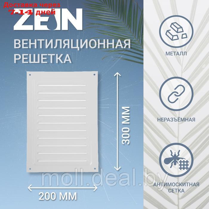 Решетка вентиляционная ZEIN Люкс РМ2030С, 200 х 300 мм, с сеткой, металлическая, серая - фото 1 - id-p215757396