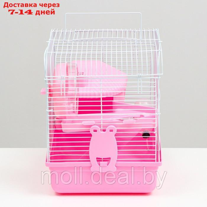 Клетка для грызунов с двухэтажная наполнением 31 х 24 х 29 см, розовая - фото 3 - id-p215744694