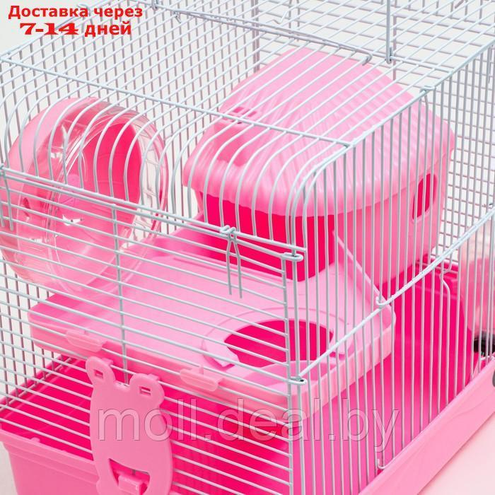 Клетка для грызунов с двухэтажная наполнением 31 х 24 х 29 см, розовая - фото 4 - id-p215744694