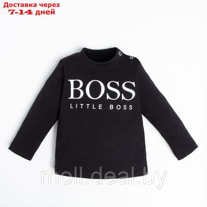 Футболка с длинным рукавом Крошка Я "Little Boss", рост 86-92 см, цвет чёрный - фото 1 - id-p215744892