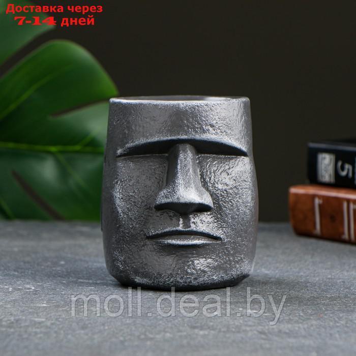 Кашпо - органайзер "Истукан моаи" серый камень, 10см - фото 1 - id-p215745541