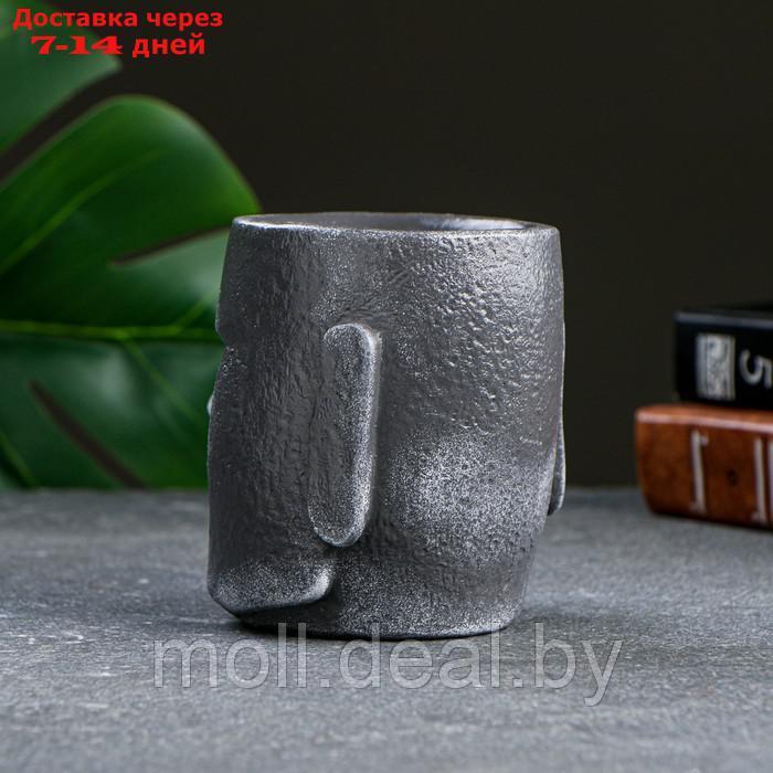 Кашпо - органайзер "Истукан моаи" серый камень, 10см - фото 3 - id-p215745541