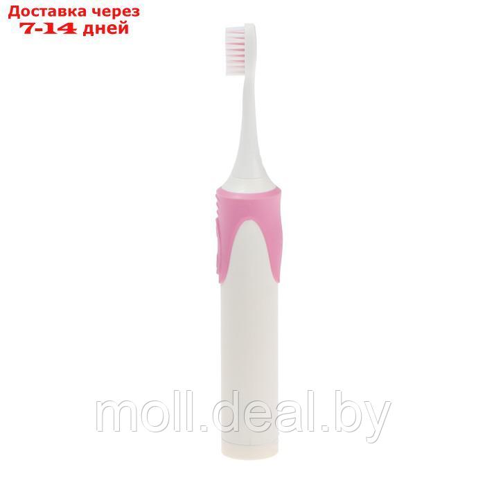Электрическая зубная щётка Luazon LP-009, вибрационная, 8500 дв/мин, 4 насадки, 2хАА,розовая - фото 4 - id-p215746920