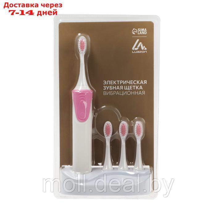 Электрическая зубная щётка Luazon LP-009, вибрационная, 8500 дв/мин, 4 насадки, 2хАА,розовая - фото 9 - id-p215746920