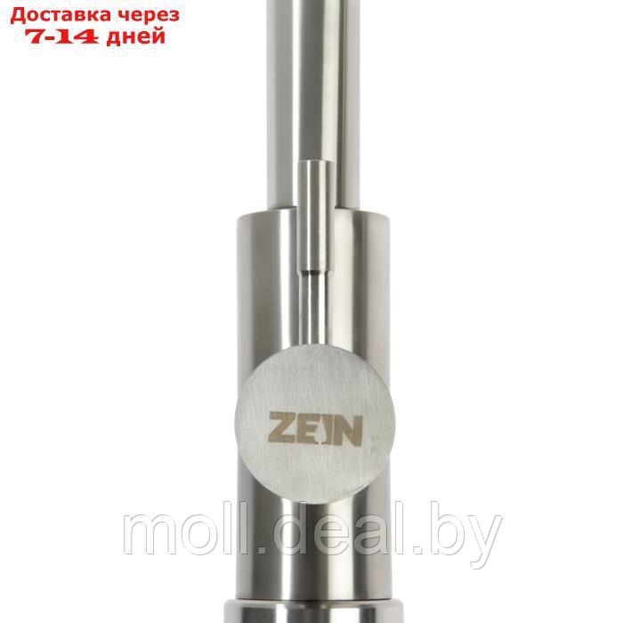 Смеситель для раковины ZEIN Z89, с выдвиж изливом, картридж 35 мм, нержав сталь, сатин - фото 4 - id-p215748233