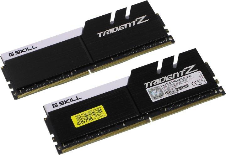 Модуль памяти G.Skill TridentZ F4-3200C16D-32GTZKW DDR4 DIMM 32Gb KIT 2*16Gb PC4-25600 CL16 - фото 1 - id-p215792962