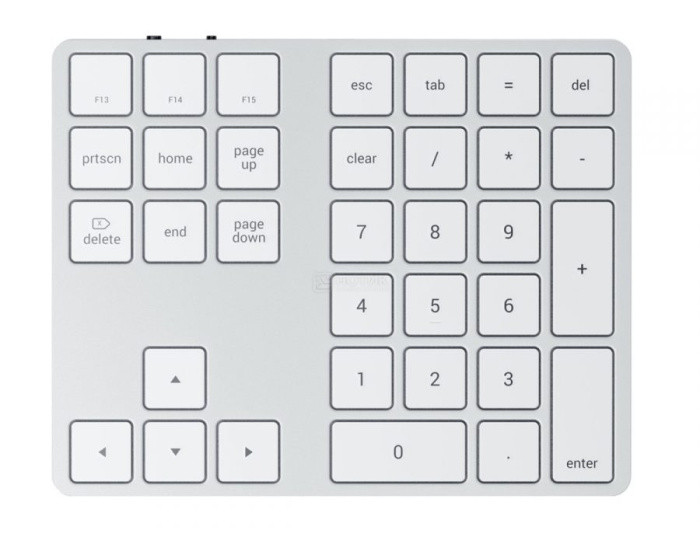 Беспроводной цифровой блок клавиатуры Satechi Aluminum Extended Keypad ST-XLABKS, Bluetooth, Серебристый - фото 1 - id-p215798601