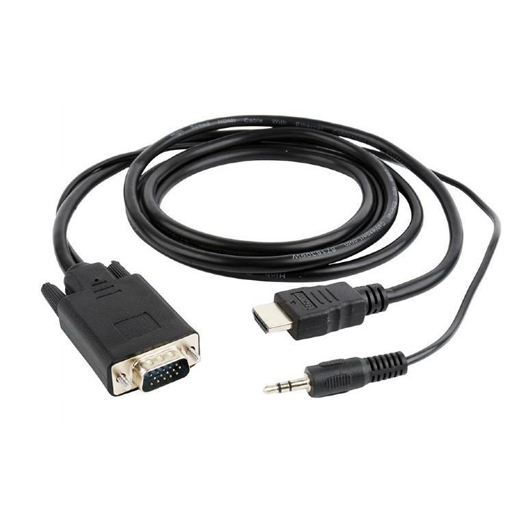 Cablexpert Кабель HDMI-VGA 19M/15M + 3.5Jack, 10м, черный, позол.разъемы, пакет (A-HDMI-VGA-03-10M) - фото 1 - id-p215798681