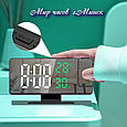 Электронные настольные часы-будильник с проекцией времени. Размер часов 185х77х24 мм, фото 7