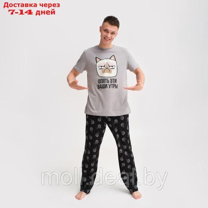 Пижама мужская KAFTAN "Утры" р.54, серый/черный - фото 5 - id-p215745148