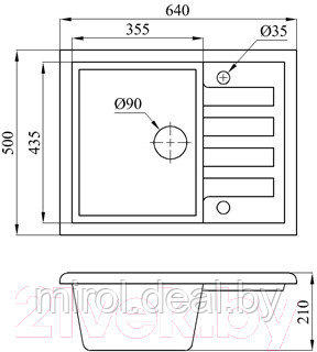 Мойка кухонная со смесителем БелЭворс Vega L + смеситель W4998-3-22 - фото 4 - id-p215835866