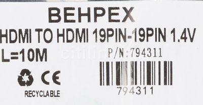 Кабель аудио-видео HDMI (m) - HDMI (m) , ver 1.4, 10м, GOLD, ф/фильтр, черный - фото 4 - id-p213141244