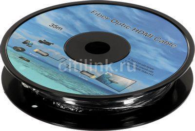 Кабель аудио-видео Fiber Optic, HDMI (m) - HDMI (m) , ver 2.0, 35м, GOLD, черный - фото 1 - id-p213141249