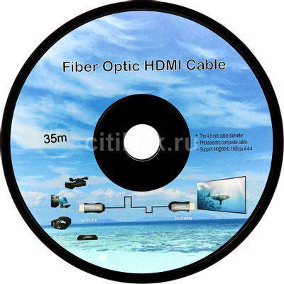 Кабель аудио-видео Fiber Optic, HDMI (m) - HDMI (m) , ver 2.0, 35м, GOLD, черный - фото 2 - id-p213141249