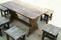 Комплект мебели из дерева стол и 6 табуреток под старину