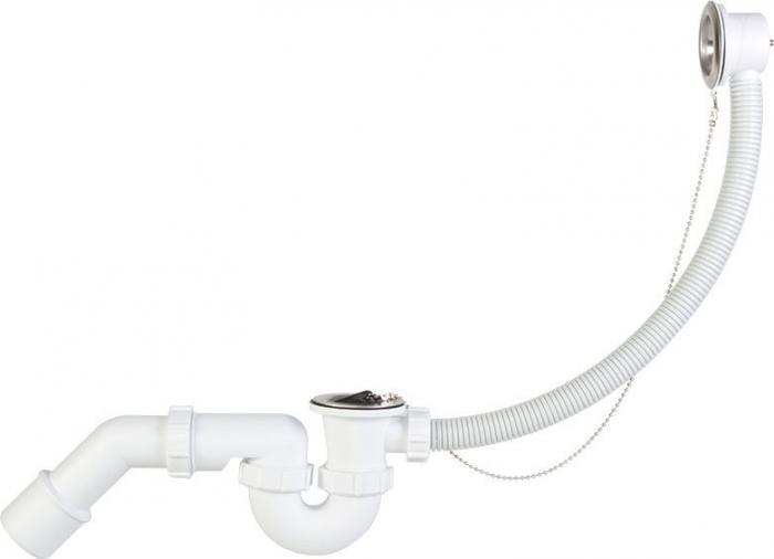 Сифон для ванны пробка на цепочке Styron (номинальный диаметр DN 40/50, гибкая переливная труба, накладка из - фото 1 - id-p215360067