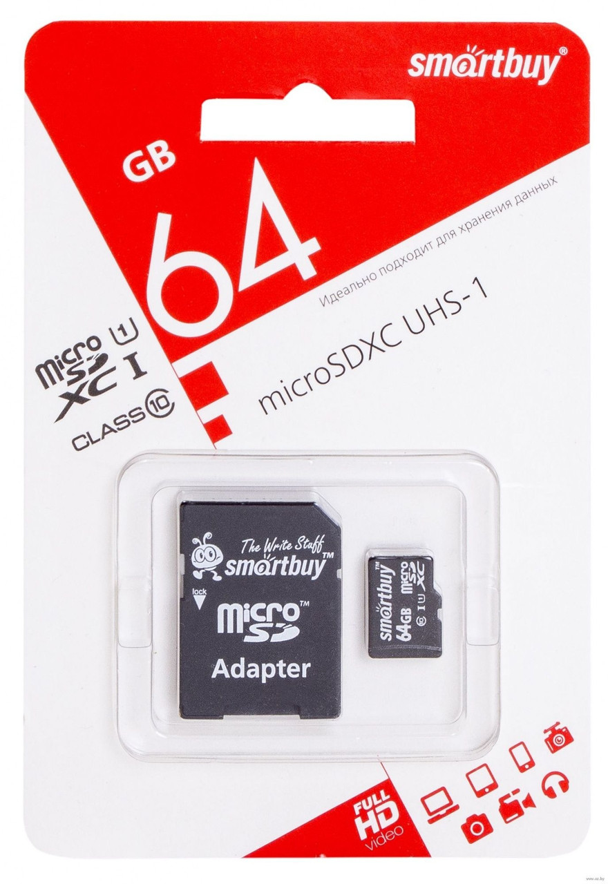 Карта памяти Smartbuy microSDHC Class 10 64GB - фото 1 - id-p215864799