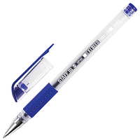Ручка гелевая с грипом STAFF "EVERYDAY" GP-191, СИНЯЯ, корпус прозрачный, узел 0,5 мм, линия письма 0,35 мм,