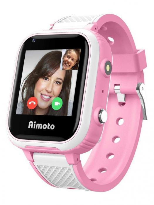 Наручные смарт детские умные часы-телефон Aimoto Pro Indigo 4G розовые электронные для девочек - фото 1 - id-p215001887
