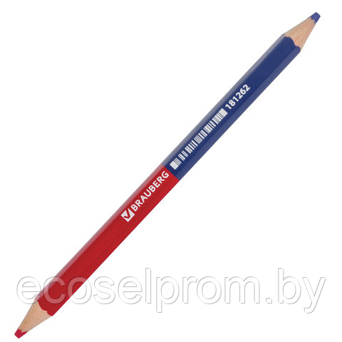 Карандаш двухцветный, красно-синий, утолщённый, BRAUBERG, заточенный, грифель 4,0 мм - фото 1 - id-p215888960
