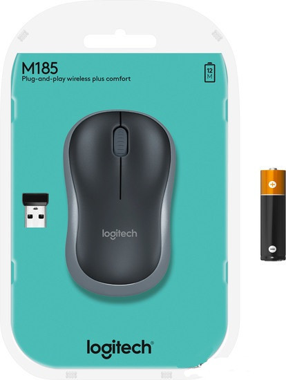 Мышь беспроводная Logitech M185 Gray - фото 3 - id-p215311773