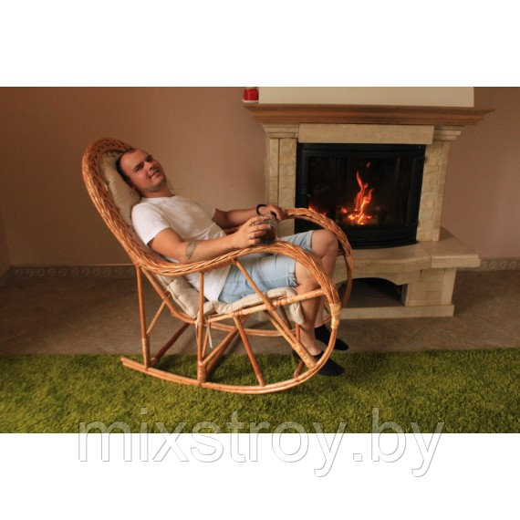 Кресло-качалка из натуральной лозы КК 4/3 с подушкой - фото 4 - id-p215911138