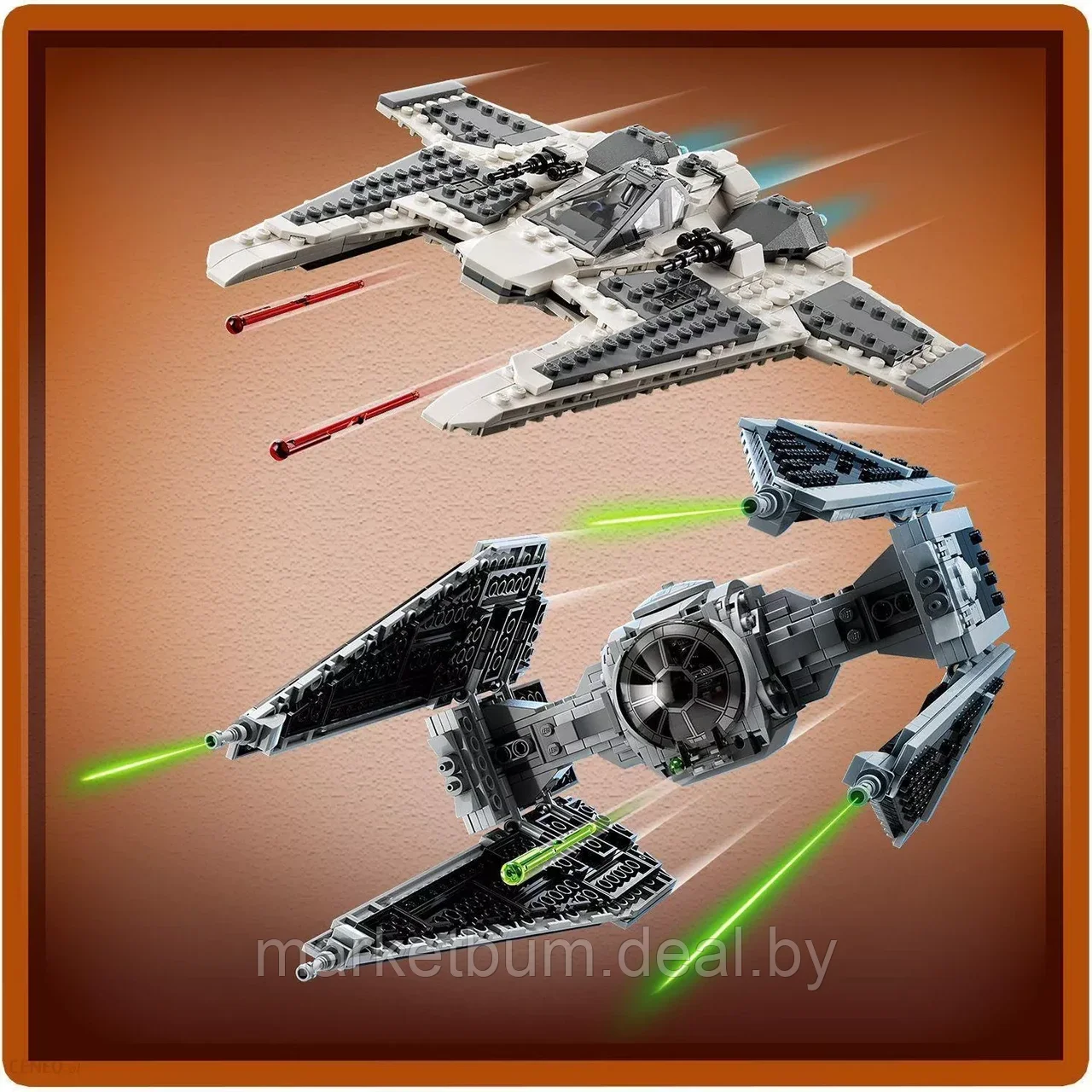 Конструктор LEGO Star Wars 75348, Мандалорский истребитель «Клык» против TIE-перехватчика - фото 7 - id-p215914746