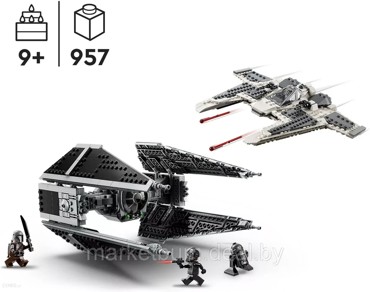 Конструктор LEGO Star Wars 75348, Мандалорский истребитель «Клык» против TIE-перехватчика - фото 3 - id-p215914746