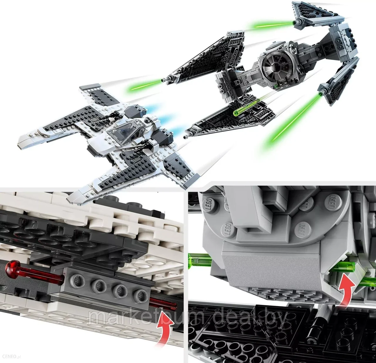 Конструктор LEGO Star Wars 75348, Мандалорский истребитель «Клык» против TIE-перехватчика - фото 6 - id-p215914746