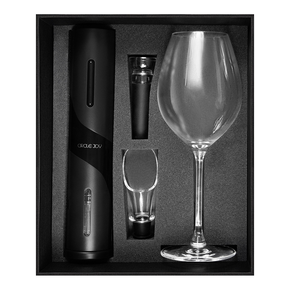 Оптом Набор подарочный Solution Prestige Quadro (штопор для вина с аксессуарами Circle Joy, бокал) - фото 1 - id-p215918100