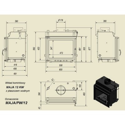 Топка Kratki Maja 12 кВт W - фото 2 - id-p30696751